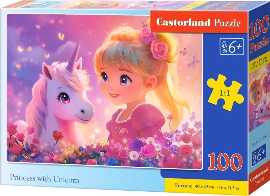 Puzzle Castorland din 100 piese - Prințesă cu unicorn
