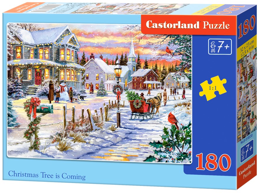 Puzzle Castorland din 180 piese - Vine bradul de Crăciun