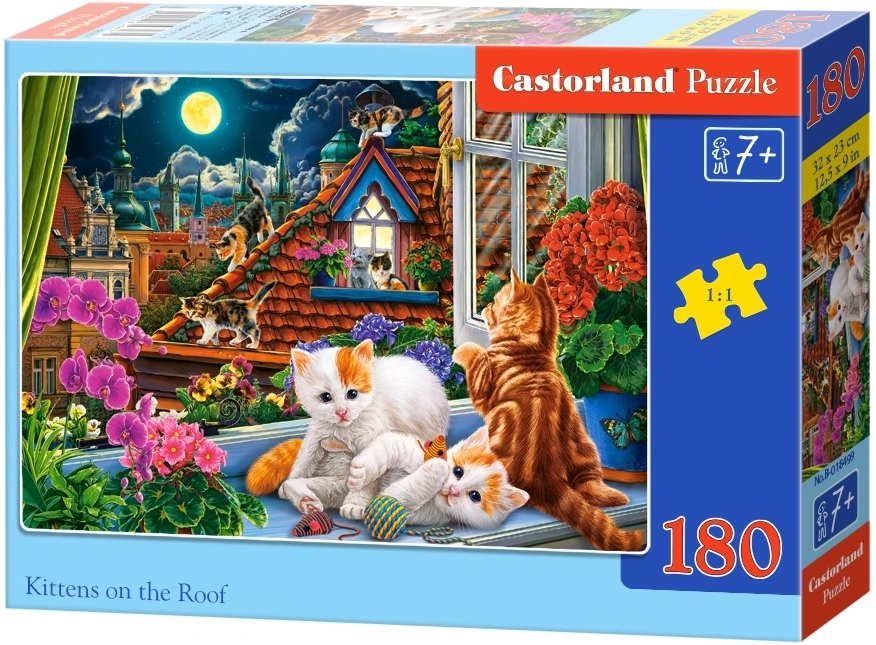 Puzzle Castorland din 180 de piese - Pisicuțe pe acoperiș