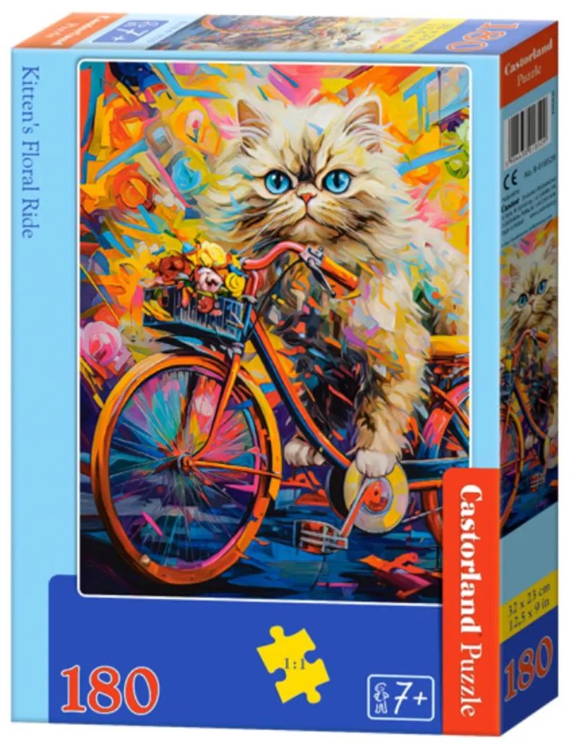 Puzzle Castorland din 180 piese - Călătoria colorată a pisicii