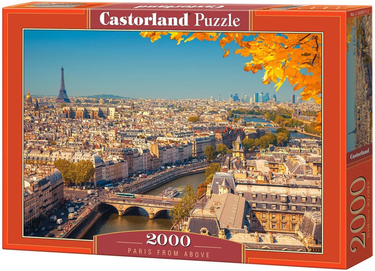 Puzzle Castorland din 2000 de piese - Parisul din perspectiva unei păsări