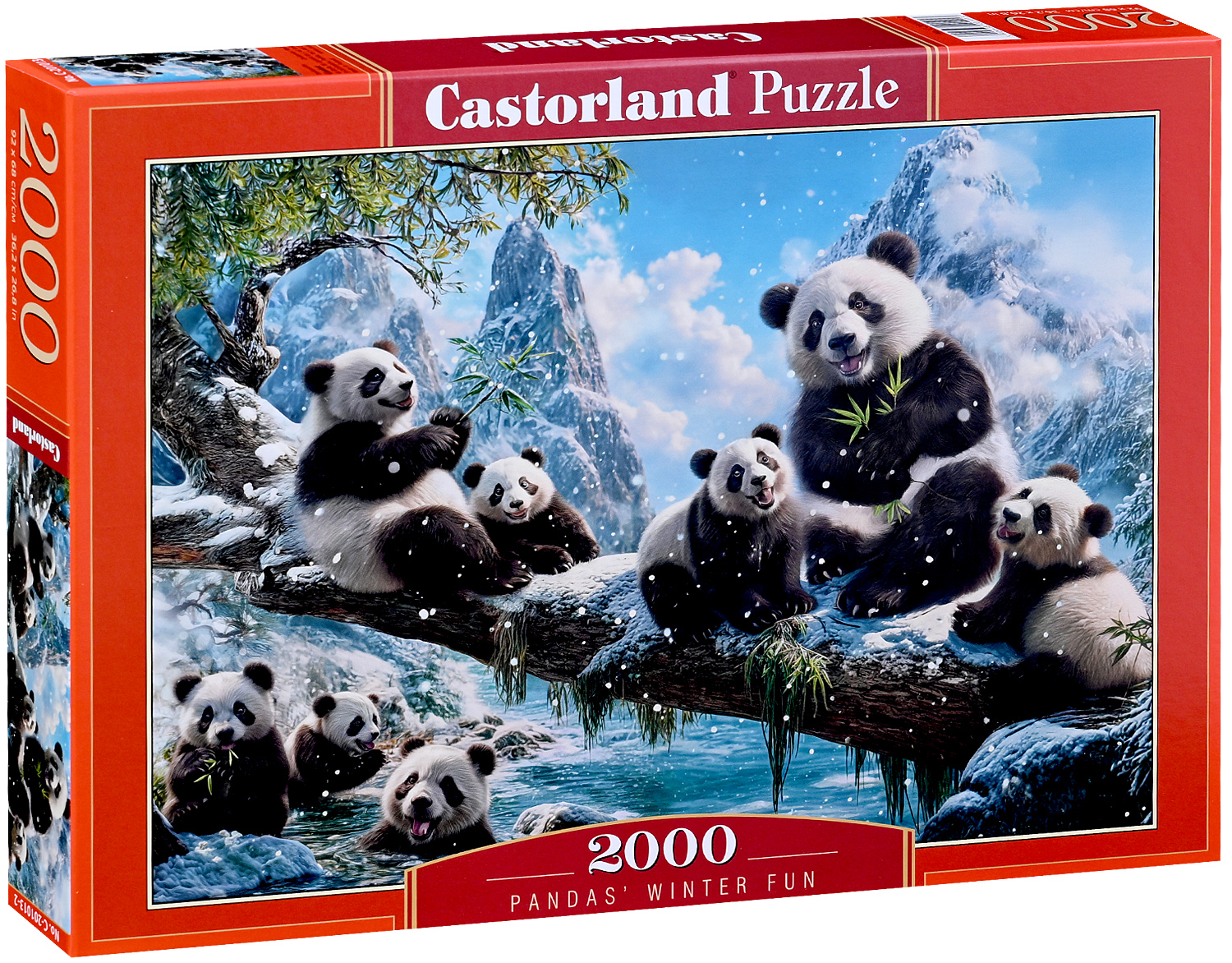 Puzzle Castorland de 2000 de piese - Distracția de iarnă a pandalor