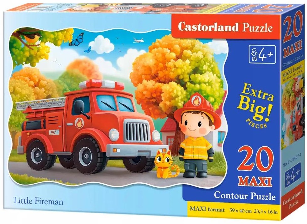 Puzzle Castorland cu 20 de piese XXL - Micul pompier
