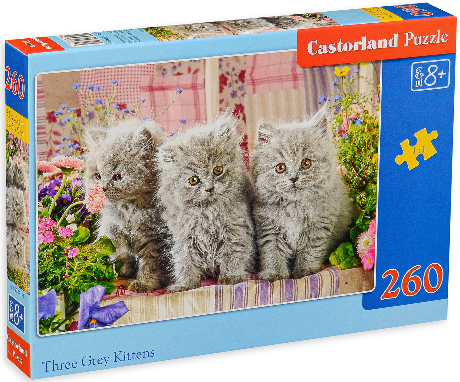Puzzle Castorland din 260 de piese - Three Grey Kittens