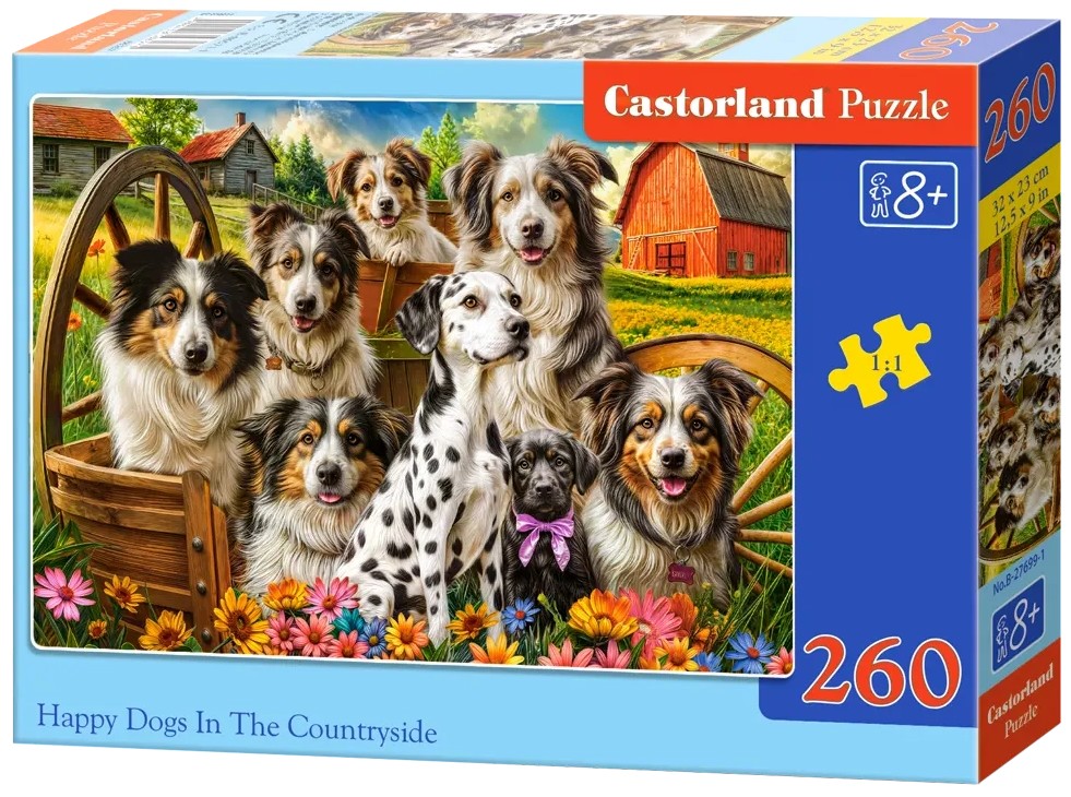 Puzzle Castorland din 260 piese - Câini fericiți în sat