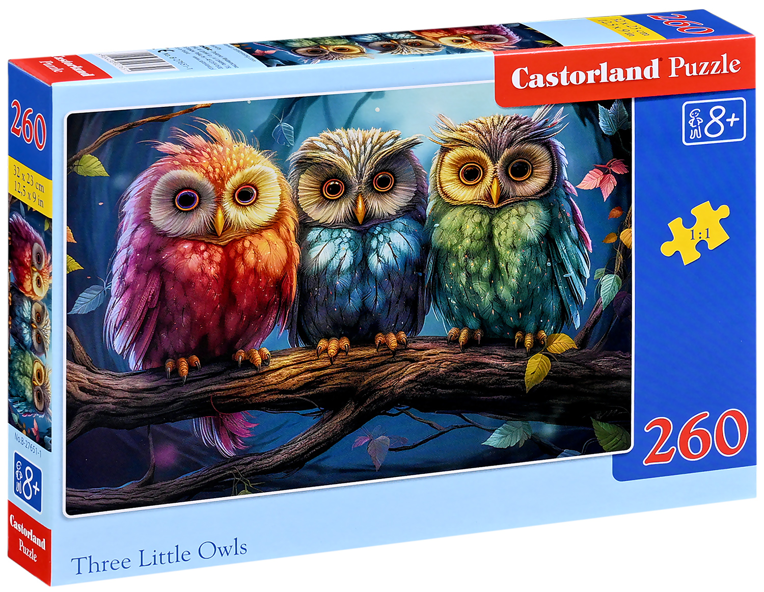 Puzzle Castorland din 260 piese - Trei bufnițe mici
