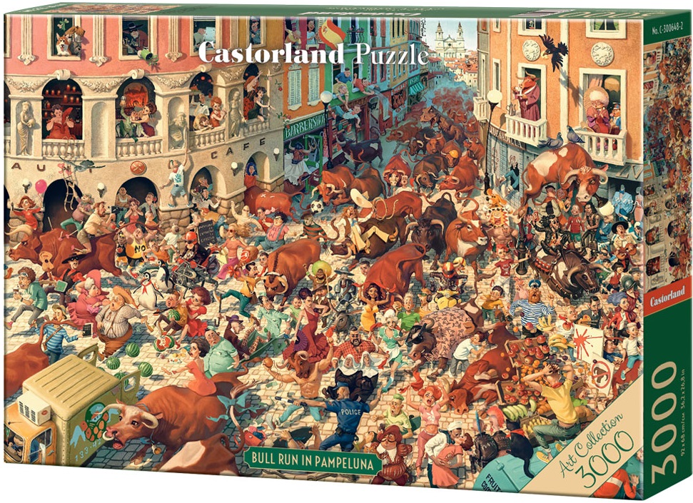 Puzzle Castorland din 3000 de piese - Cursă de tauri în Pamplona