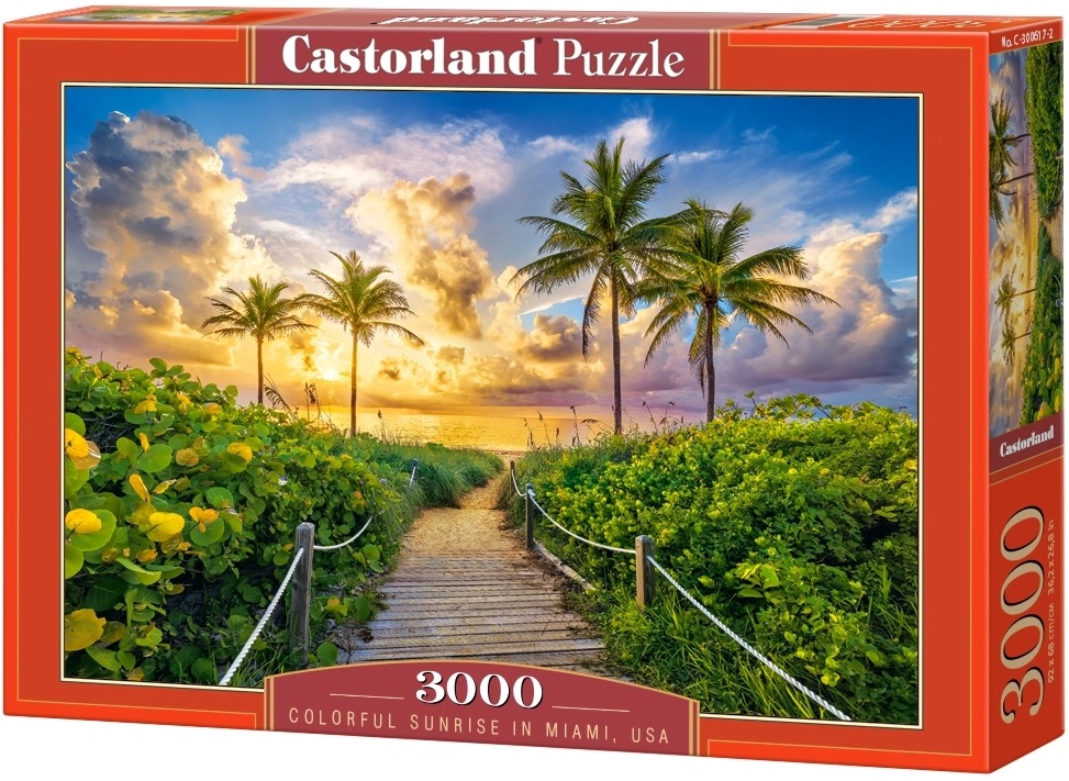 Puzzle Castorland din 3000 de piese - Răsărit colorat în Miami, SUA