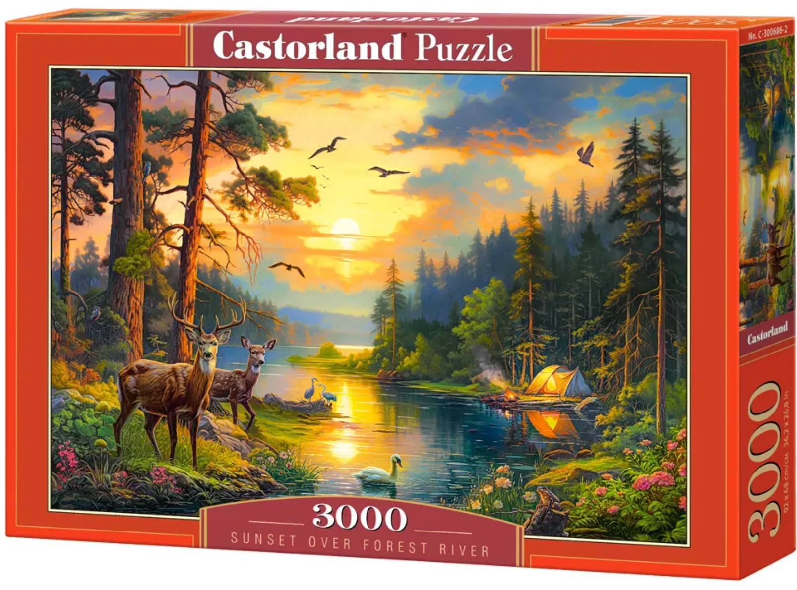 Puzzle Castorland din 3000 piese - Apus peste râul pădure