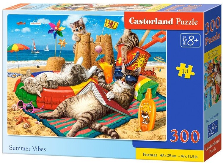 Puzzle Castorland din 300 de piese - Pisici pe plaja