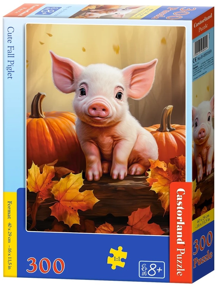 Puzzle Castorland din 300 piese - Drăguț purcel de toamnă