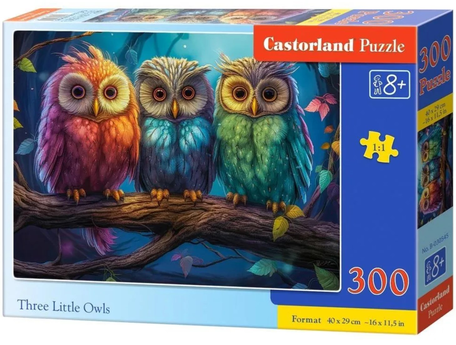 Puzzle Castorland din 300 piese - Trei bufnițe mici