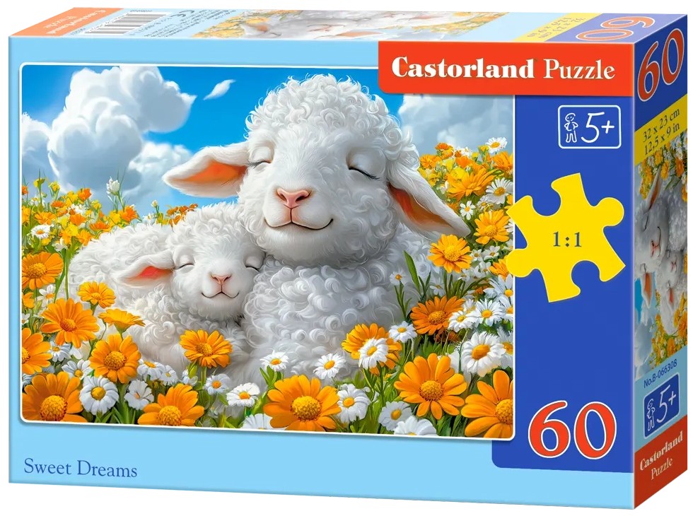 Puzzle Castorland din 60 piese - Vise dulci ale mieilor