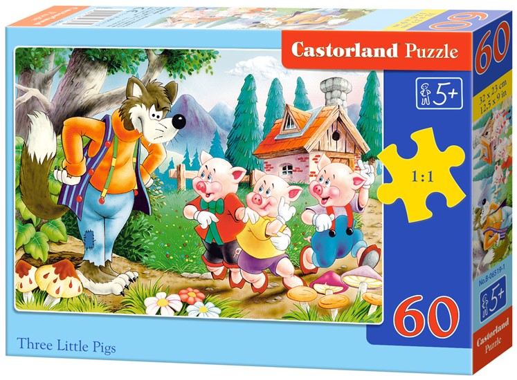 Puzzle Castorland din 60 de piese - Cei trei purcelusi