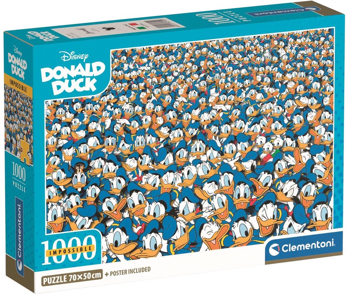 Puzzle  Clementoni din 1000 piese - Multe fețe ale lui Donald Duck