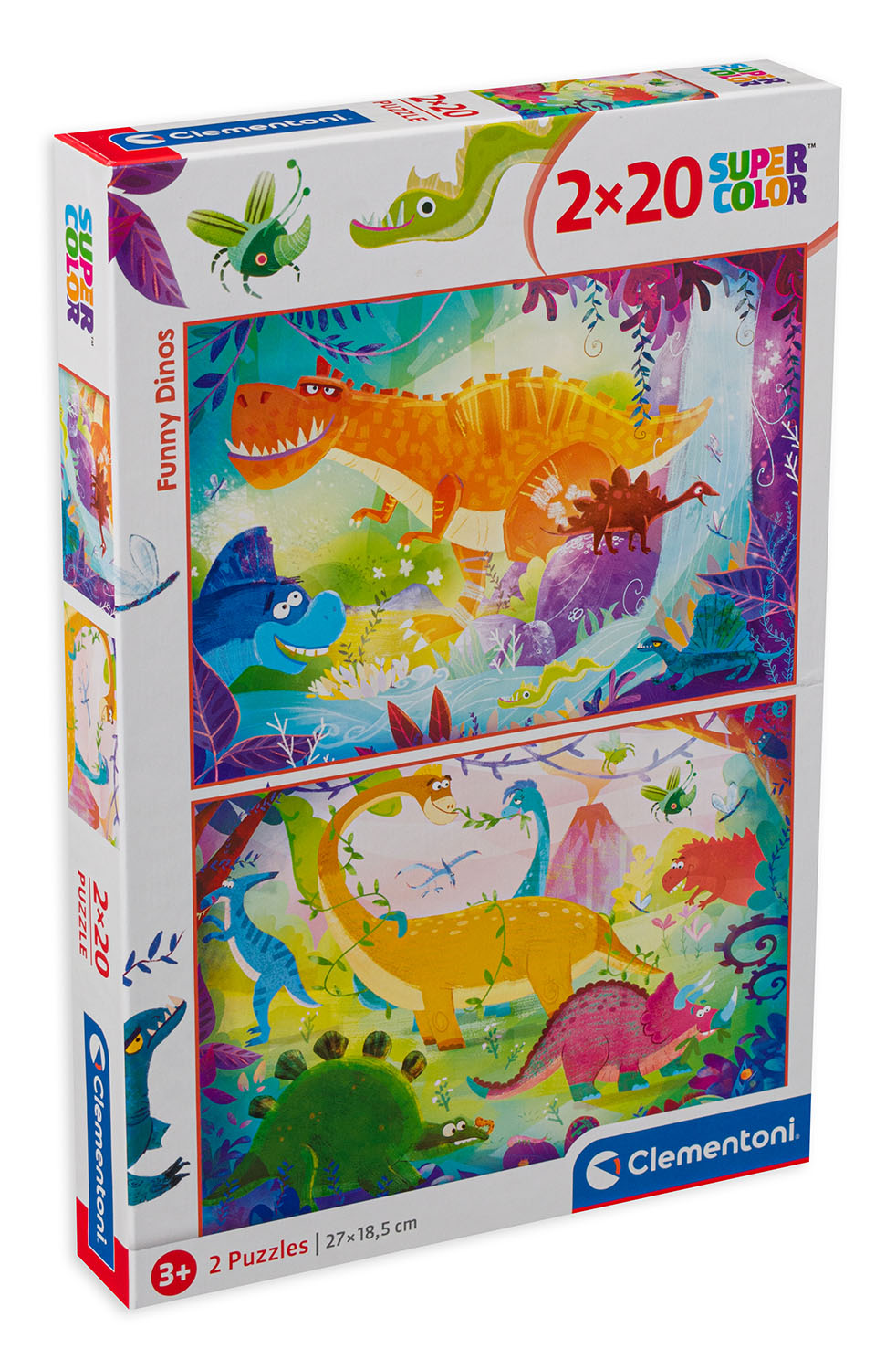 Puzzle Clementoni din 2 x 20 de piese - Dinozauri amuzanti