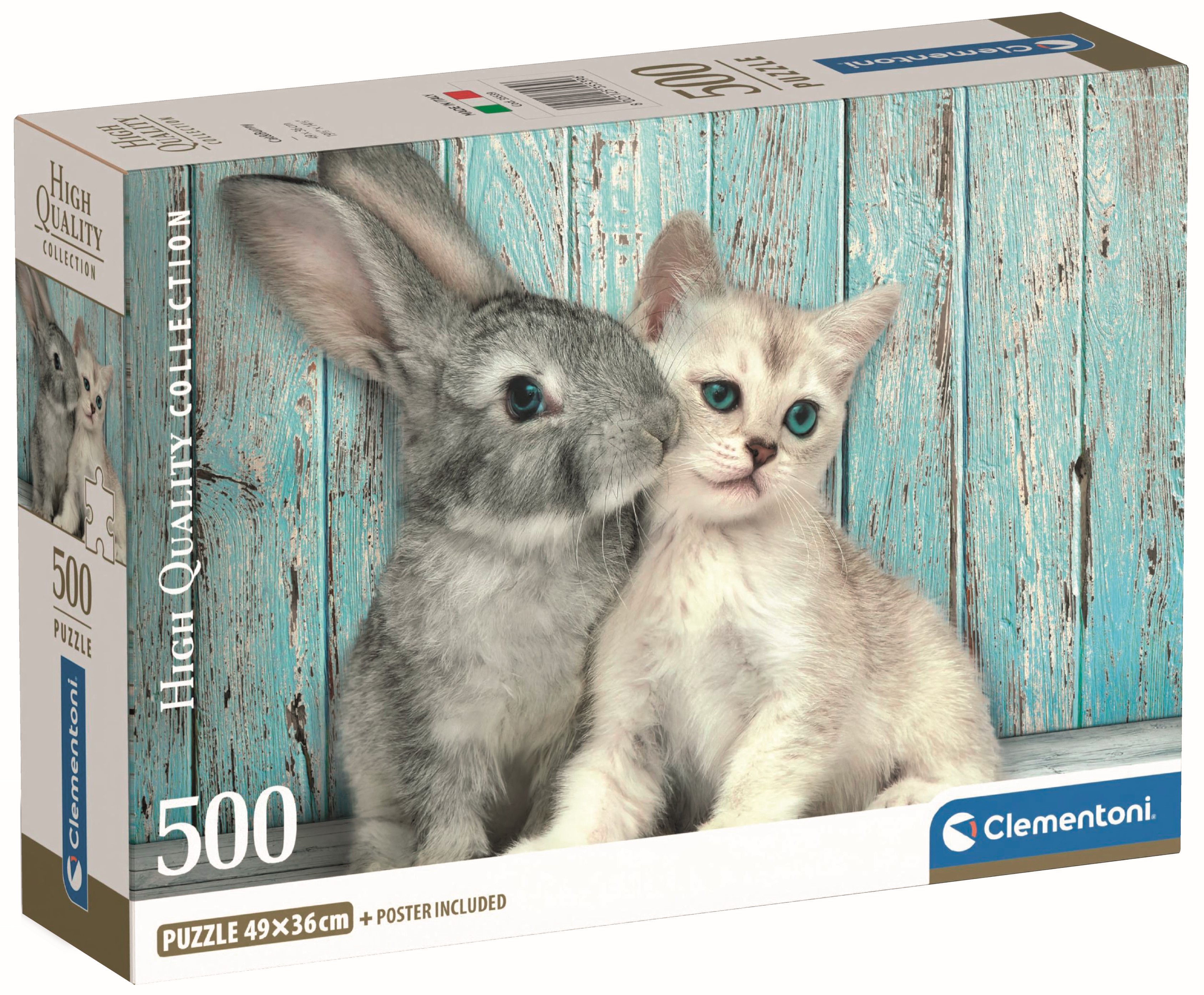 Puzzle Clementoni din 500 piese - Pisicuță și iepuraș