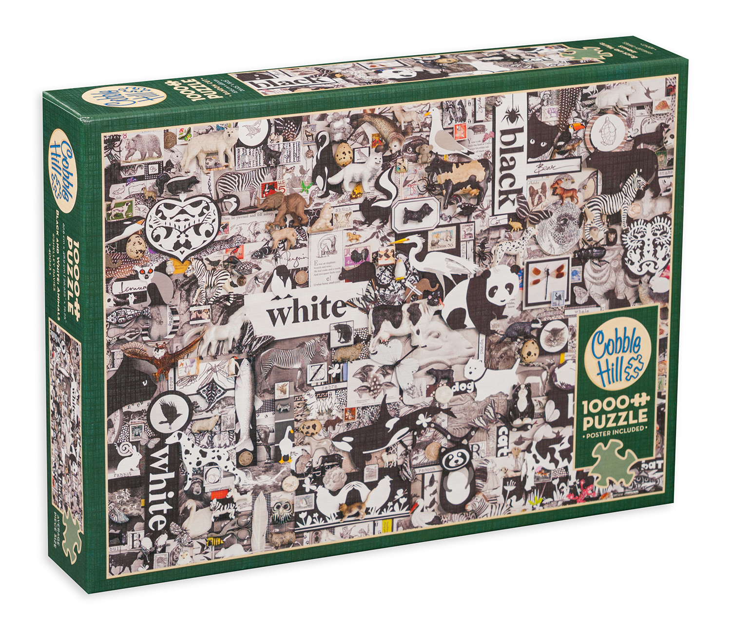 Puzzle Cobble Hill din 1000 de piese - Animale alb-negru, Shelley Davis