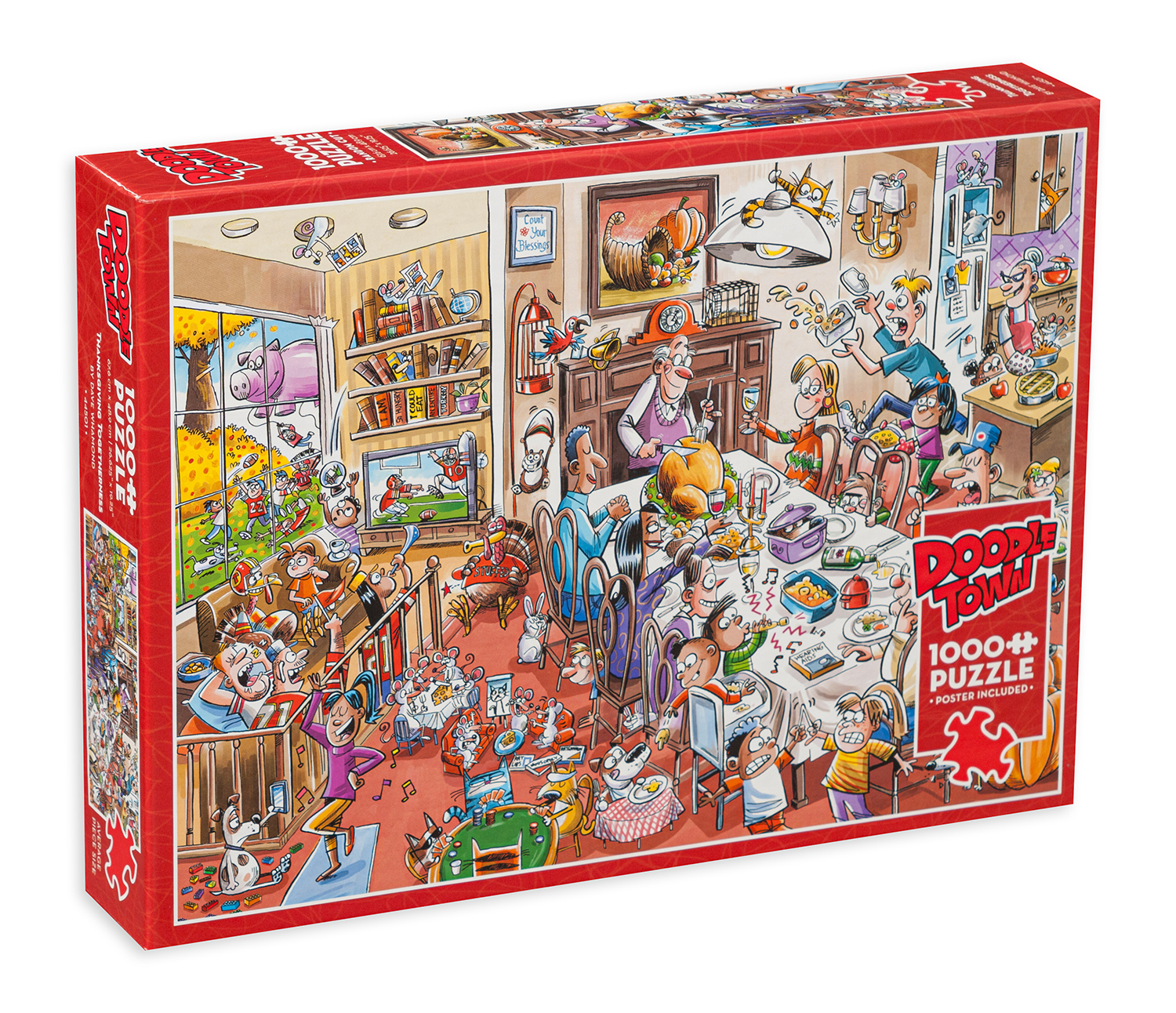 Puzzle Cobble Hill din 1000 de piese - DoodleTown: Împreună pentru Ziua Recunoștinței