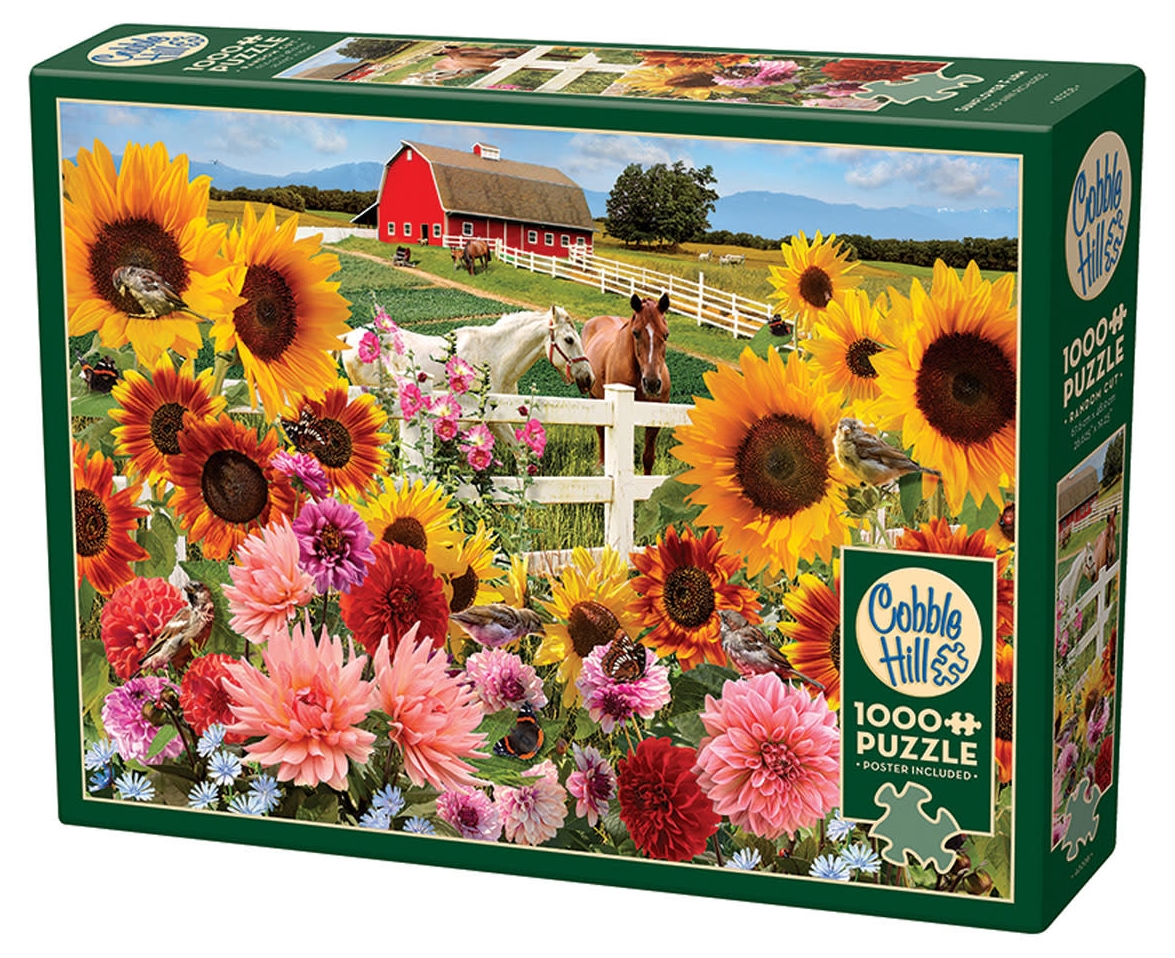 Puzzle Cobble Hill din 1000 piese - Fermă de floarea-soarelui