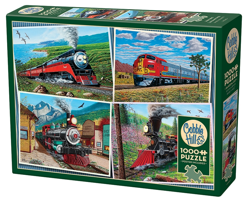 Puzzle Cobble Hill din 1000 de piese - Locomotive istorice