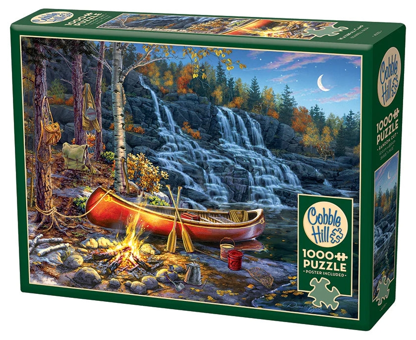 Puzzle Cobble Hill din 1000 de piese - Camping la cascadă