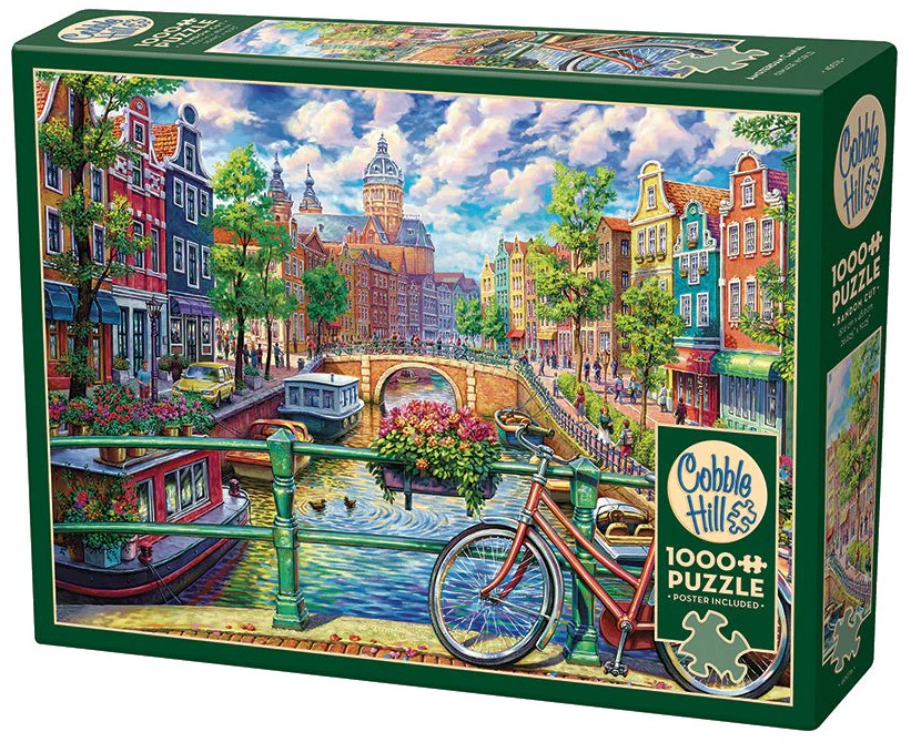 Puzzle Cobble Hill din 1000 piese - Canalul din Amsterdam