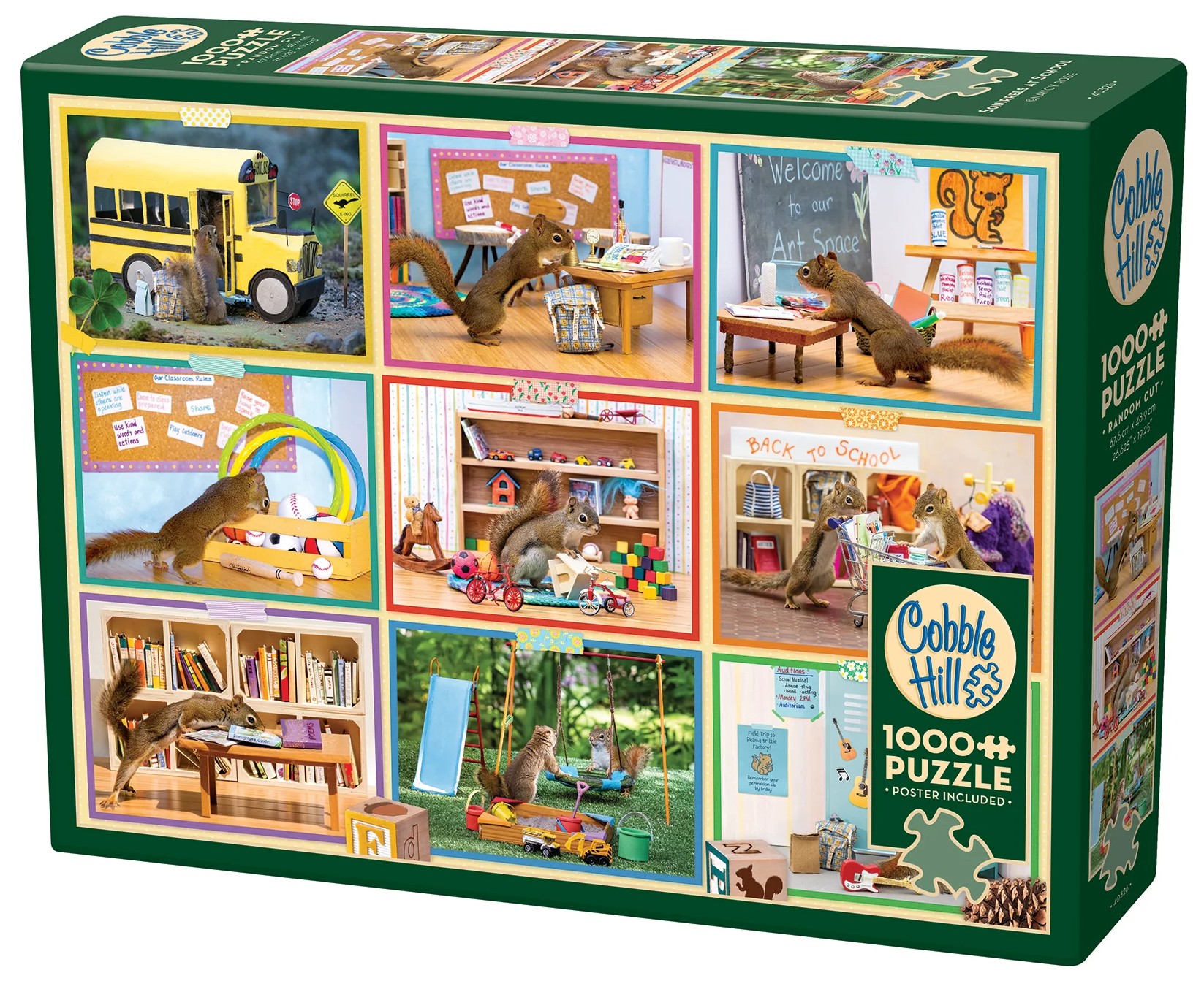 Puzzle Cobble Hill din 1000 de piese - Veverițe la școală