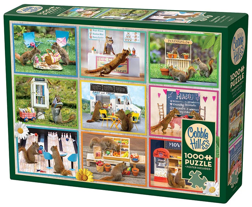 Puzzle Cobble Hill din 1000 piese - Veverițele din oraș