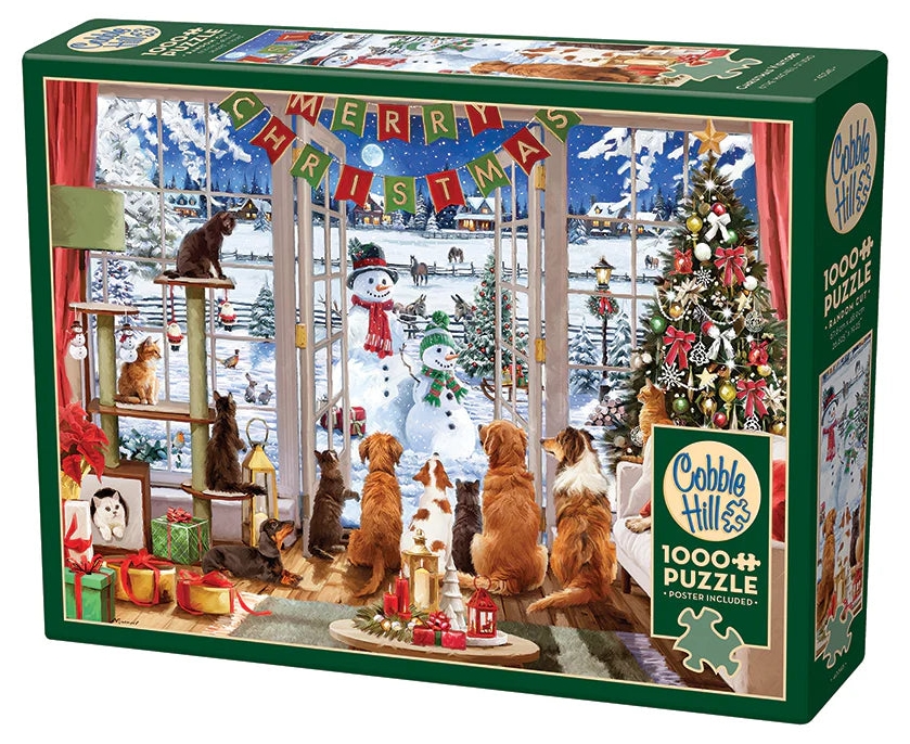 Puzzle Cobble Hill din 1000 de piese - Oaspeți de Crăciun