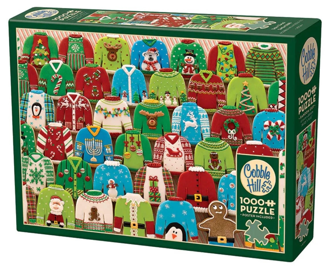 Puzzle Cobble Hill din 1000 de piese - Pulovere de Crăciun