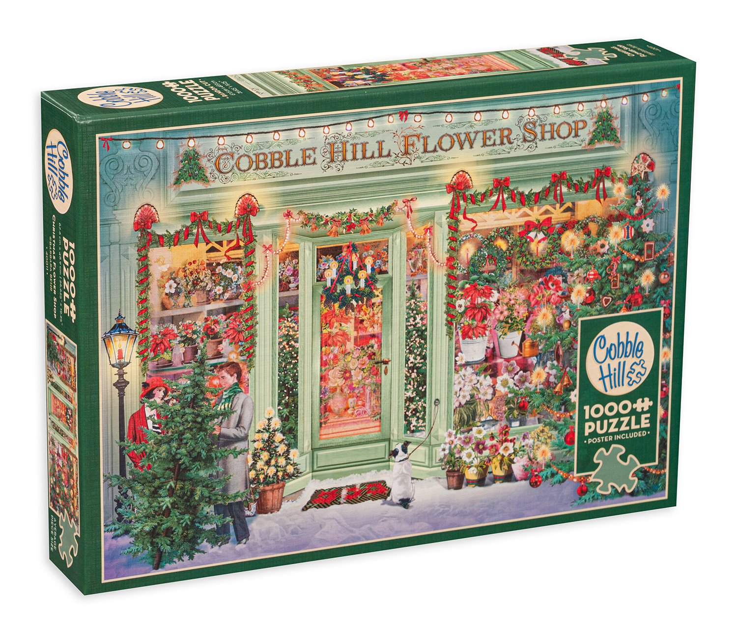 Puzzle Cobble Hill din 1000 de piese - Magazin de flori de Crăciun