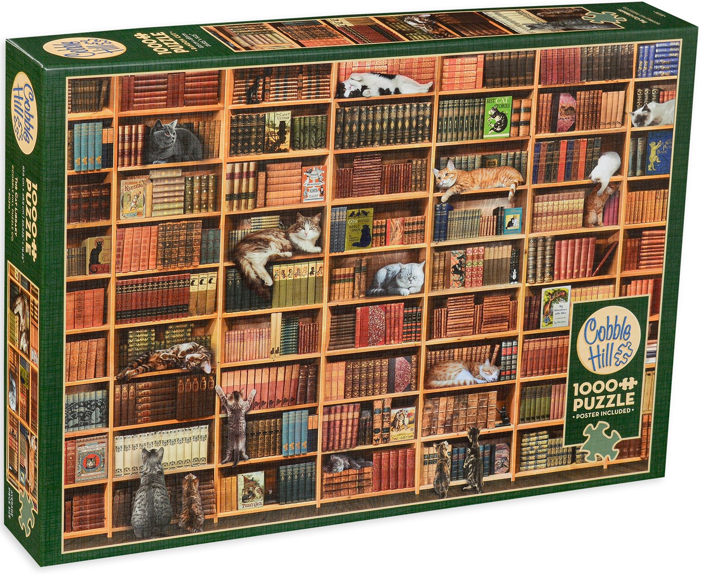 Puzzle Cobble Hill din 1000 de piese - Biblioteca pisicilor