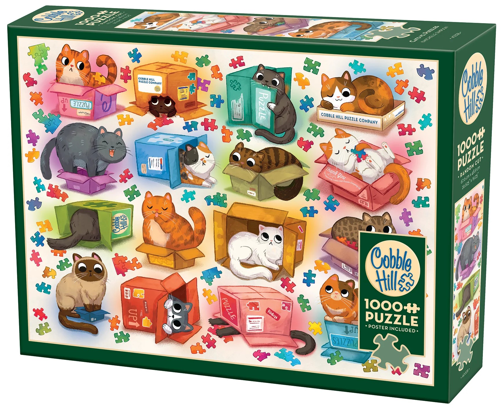 Puzzle Cobble Hill din 1000 piese - Pisici vs. Puzzle-uri