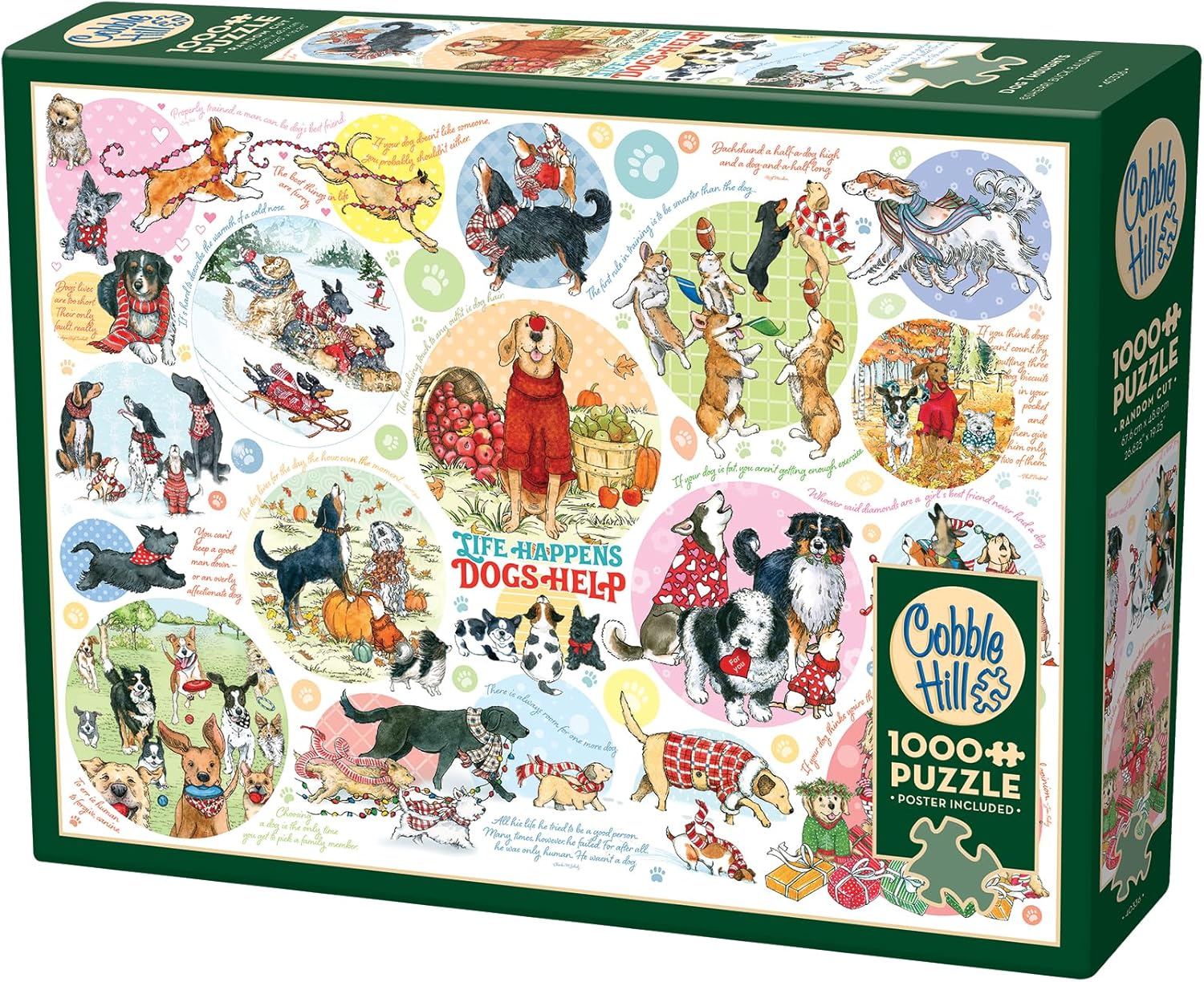 Puzzle Cobble Hill din 1000 piese -Gânduri de câine