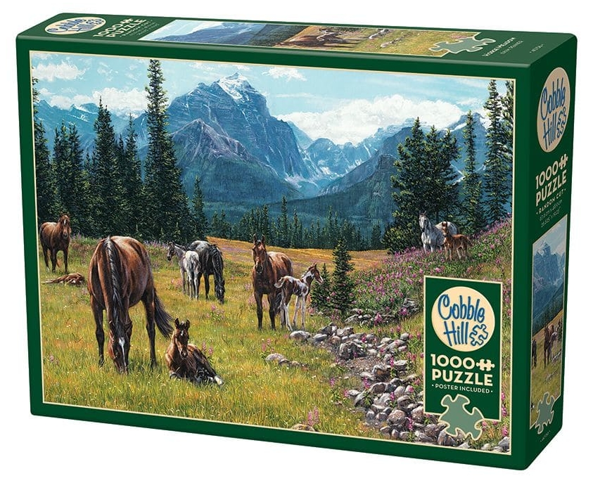 Puzzle Cobble Hill din 1000 piese - Pajiște cu cai