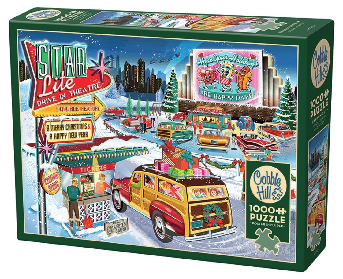 Puzzle Cobble Hill din 1000 de piese - Cinema auto festiv