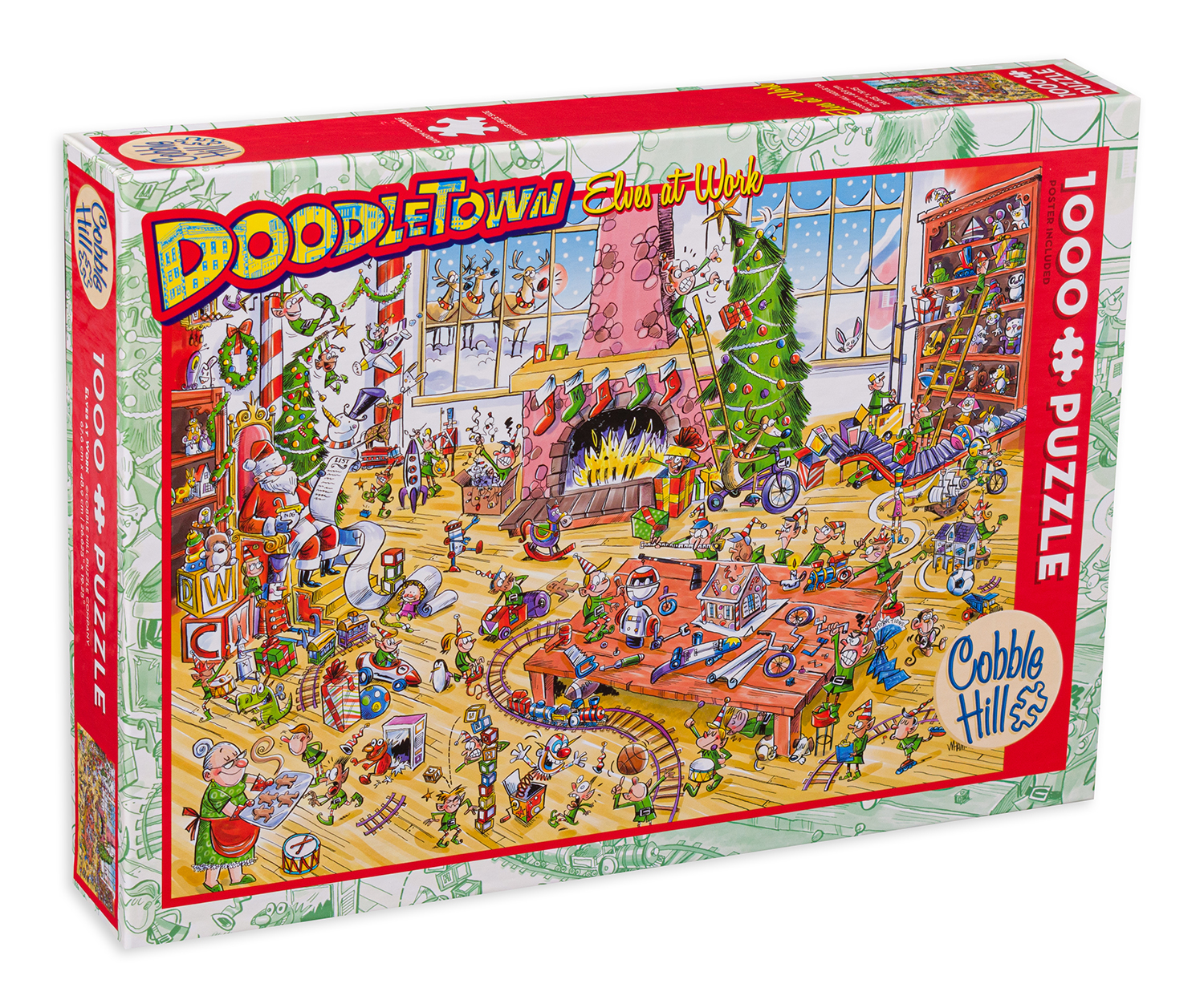 Puzzle Cobble Hill din 1000 de piese - Elfi muncitori
