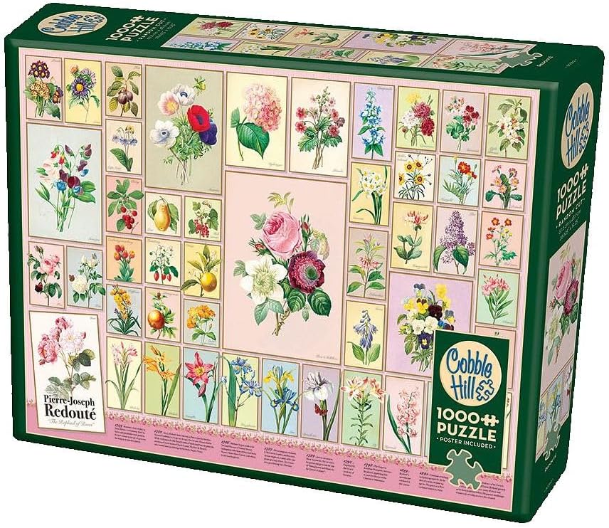 Puzzle Cobble Hill din 1000 de piese - Colaj de picturi de Pierre-Joseph Redoute