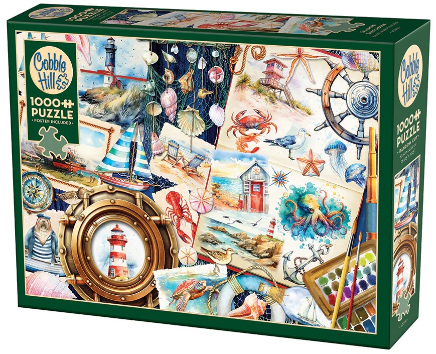 Puzzle Cobble Hill din 1000 de piese - Schițe de pe malul mării