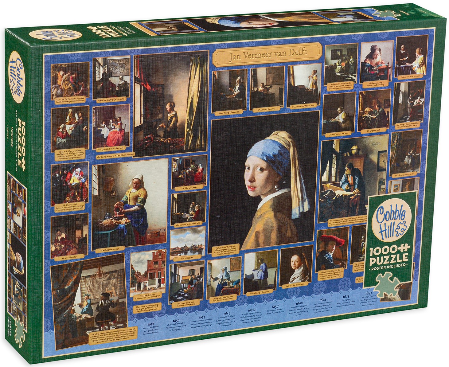 Puzzle Cobble Hill din 1000 de piese - Johannes Vermeer