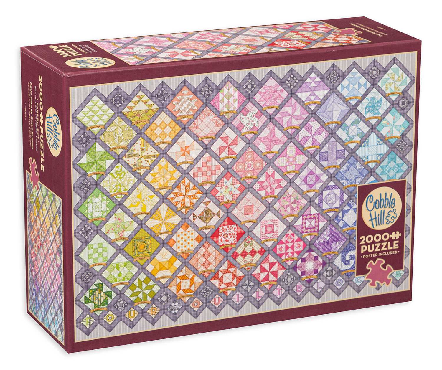 Puzzle Cobble Hill din 2000 de piese - Patru modele de pături