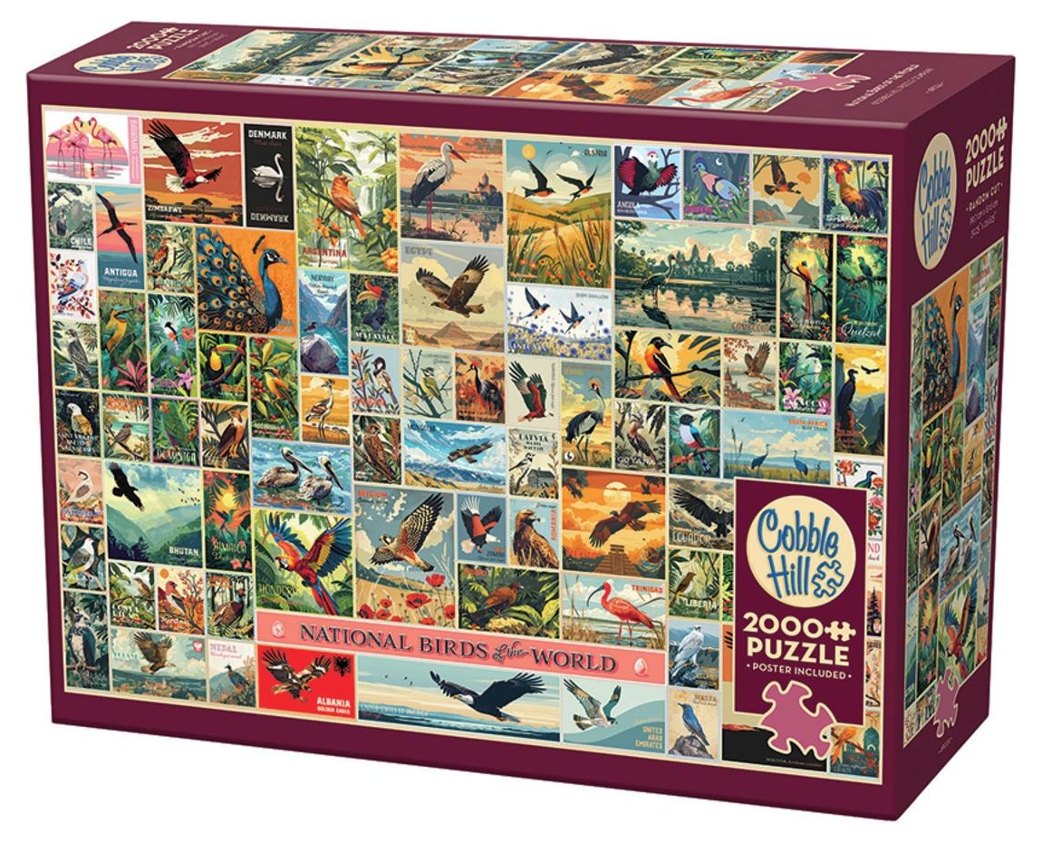 Puzzle Cobble Hill din 2000 de piese - Păsări naționale