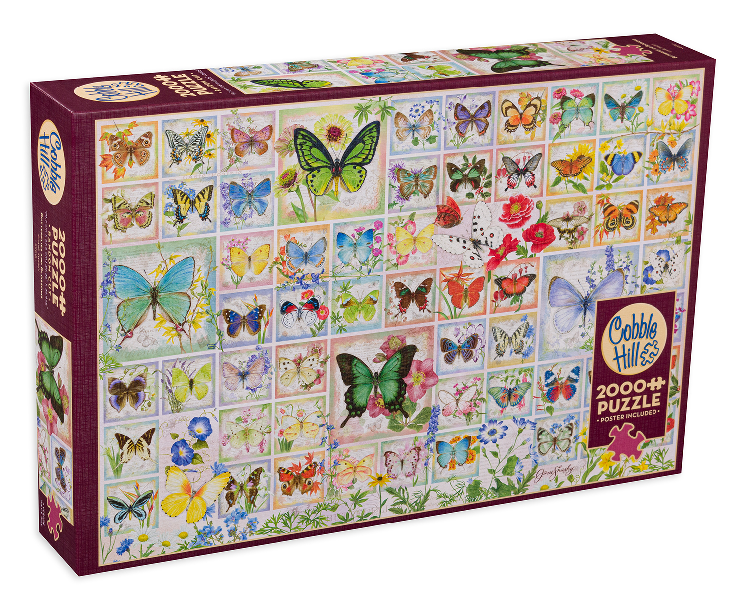 Puzzle Cobble Hill din 2000 de piese - Fluturi