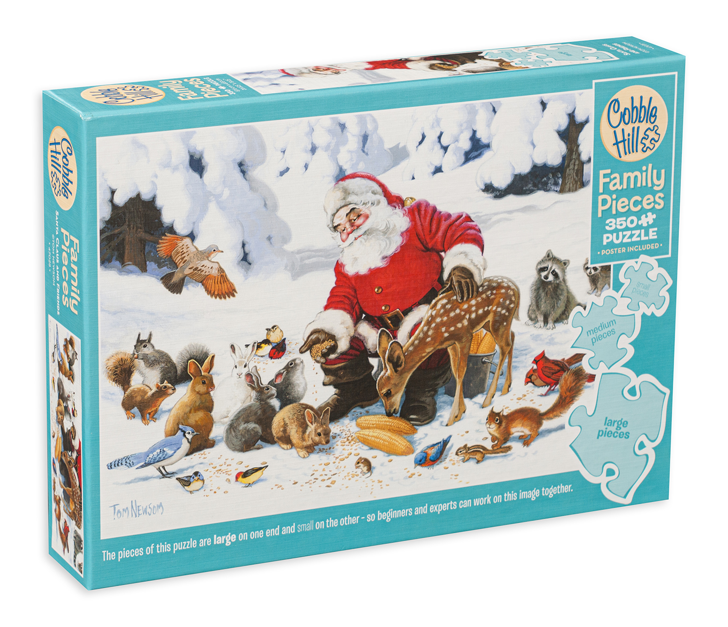 Puzzle Cobble Hill de 350 piese - Mos Craciun si prietenii, Puzzle de familie