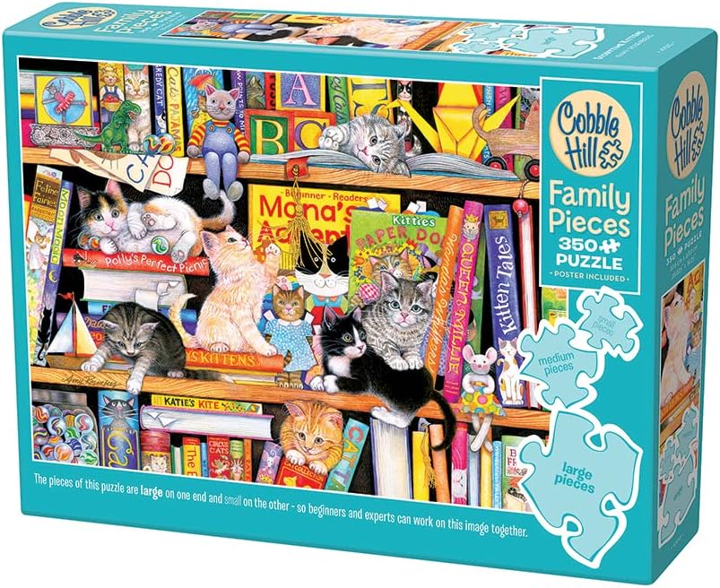 Puzzle Cobble Hill din 350 de piese XXL - Povești cu pisici
