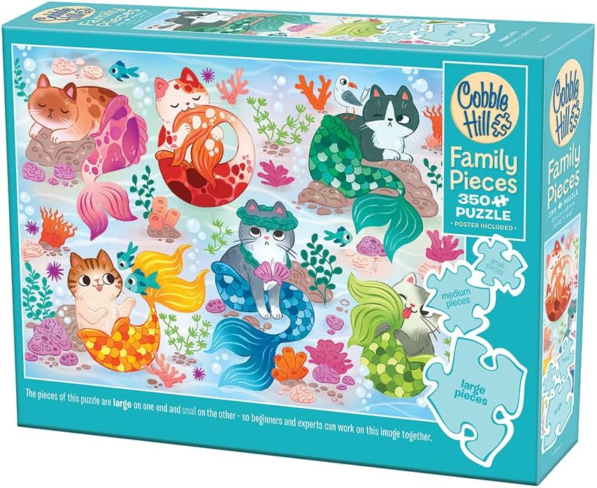 Puzzle Cobble Hill din 350 XXL piese - Pisici-sirene