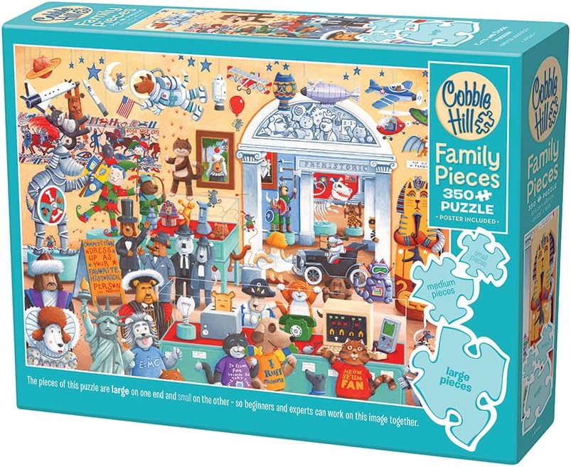 Puzzle Cobble Hill din 350 de piese XXL - Muzeul pisicilor și câinilor