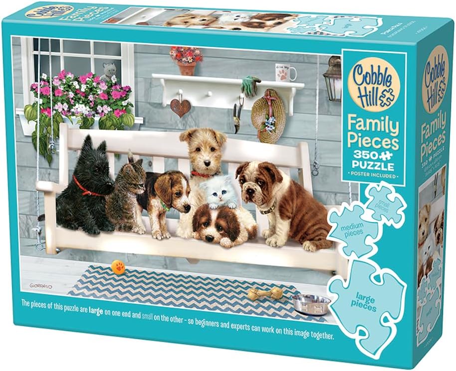 Puzzle Cobble Hill din 350 de piese XXL - Prieteni pe verandă