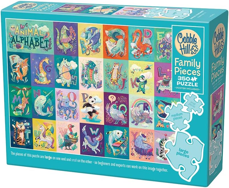 Puzzle Cobble Hill din 350 XXL piese - Alfabetul animalelor